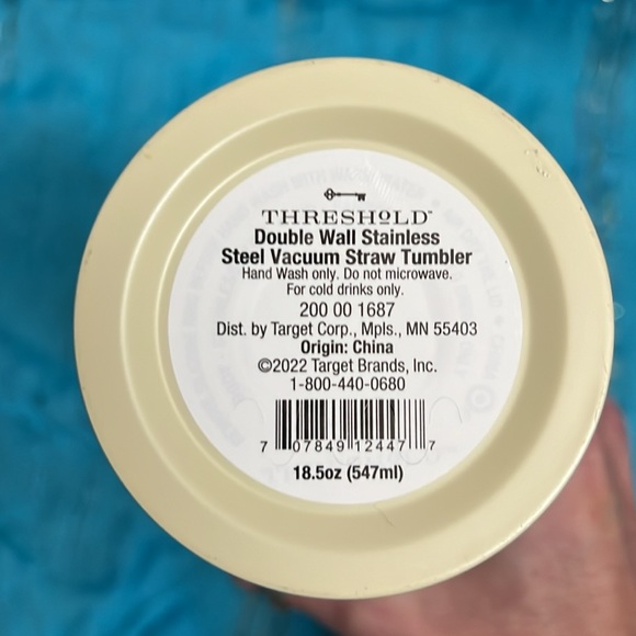 NWOT Threshold double wall stainless steel vacuum w/ straw Tumbler 18.5 ounces - Picture 7 of 7